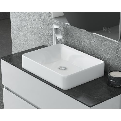 ΕΠΙΠΛΟ ΜΠΑΝΙΟΥ SET ΜΕ ΝΙΠΤΗΡΑ ΚΑΙ ΚΑΘΡΕΠΤΗ Drop Luxus 100 White TOP - 2 Λάκα Γυαλιστερή 100 cm