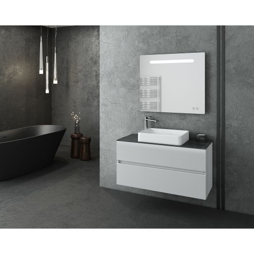 ΕΠΙΠΛΟ ΜΠΑΝΙΟΥ SET ΜΕ ΝΙΠΤΗΡΑ ΚΑΙ ΚΑΘΡΕΠΤΗ Drop Luxus 100 White TOP - 2 Λάκα Γυαλιστερή 100 cm