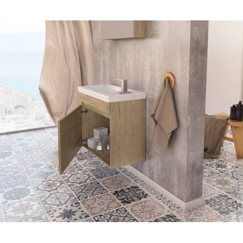 ΕΠΙΠΛΟ ΜΠΑΝΙΟΥ SET ΜΕ ΝΙΠΤΗΡΑ ΚΑΙ ΚΑΘΡΕΠΤΗ Drop Luxus 45 Granite 45 cm