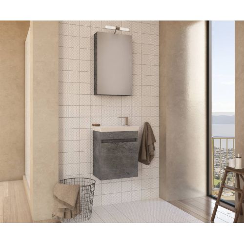 ΕΠΙΠΛΟ ΜΠΑΝΙΟΥ SET ΜΕ ΝΙΠΤΗΡΑ ΚΑΙ ΚΑΘΡΕΠΤΗ Drop Luxus 45 Granite 45 cm