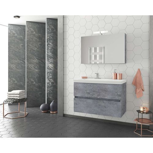 ΕΠΙΠΛΟ ΜΠΑΝΙΟΥ SET ΜΕ ΝΙΠΤΗΡΑ ΚΑΙ ΚΑΘΡΕΠΤΗ Drop Luxus 85 Granite 85 cm