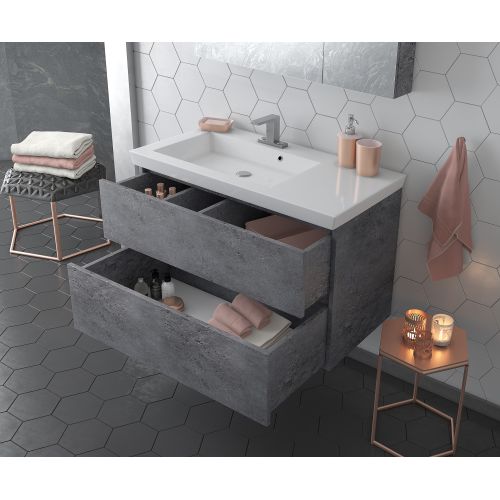 ΕΠΙΠΛΟ ΜΠΑΝΙΟΥ SET ΜΕ ΝΙΠΤΗΡΑ ΚΑΙ ΚΑΘΡΕΠΤΗ Drop Luxus 85 Granite 85 cm