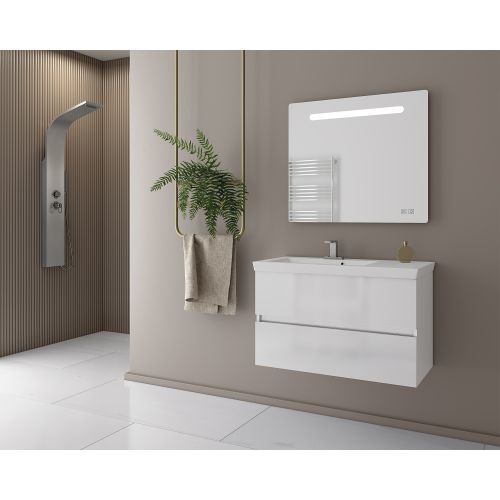 ΕΠΙΠΛΟ ΜΠΑΝΙΟΥ SET ΜΕ ΝΙΠΤΗΡΑ ΚΑΙ ΚΑΘΡΕΠΤΗ LED ATLAS Drop Luxus 85 White -2 Λάκα Γυαλιστερή 85 cm