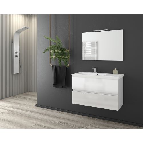 ΕΠΙΠΛΟ ΜΠΑΝΙΟΥ SET ΜΕ ΝΙΠΤΗΡΑ ΚΑΙ ΚΑΘΡΕΠΤΗ Drop Luxus 85 White -1 Λάκα Γυαλιστερή 85 cm