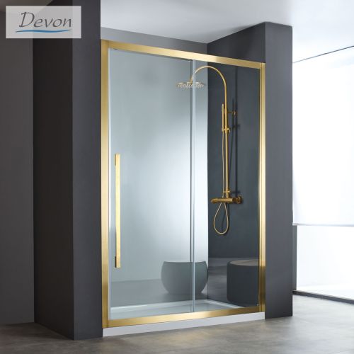 ΚΑΜΠΙΝΑ ΠΟΡΤΑ ΝΤΟΥΖΙΕΡΑΣ Devon Noxx Slider (1+1) SLN 100 C GOLD BRUSHED PVD 97-99 x h 200 cm