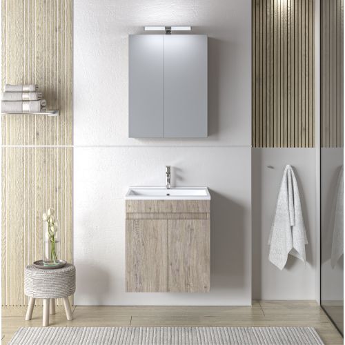 ΜΟΝΤΕΡΝΟ ΚΡΕΜΑΣΤΟ ΕΠΙΠΛΟΥ ΜΠΑΝΙΟΥ ΣΕΤ MARTIN OMEGA Beige OAK 50cm