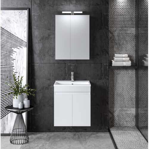 ΜΟΝΤΕΡΝΟ ΚΡΕΜΑΣΤΟ ΕΠΙΠΛΟΥ ΜΠΑΝΙΟΥ ΣΕΤ MARTIN OMEGA White Gloss 50cm