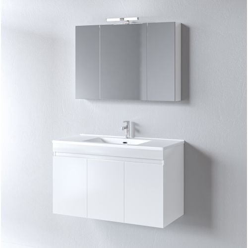 ΜΟΝΤΕΡΝΟ ΚΡΕΜΑΣΤΟ ΕΠΙΠΛΟΥ ΜΠΑΝΙΟΥ ΣΕΤ MARTIN OMEGA White Gloss  90cm