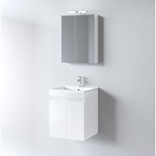 ΜΟΝΤΕΡΝΟ ΚΡΕΜΑΣΤΟ ΕΠΙΠΛΟΥ ΜΠΑΝΙΟΥ ΣΕΤ MARTIN OMEGA White Gloss 50cm