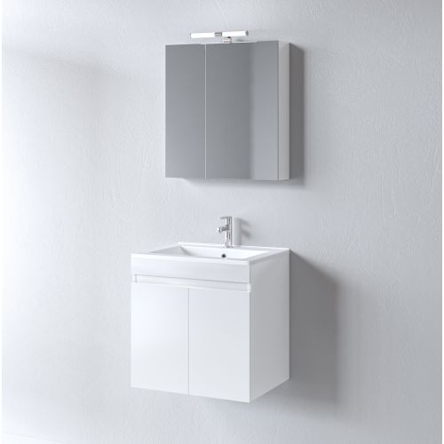ΚΡΕΜΑΣΤΟ ΕΠΙΠΛΟΥ ΜΠΑΝΙΟΥ MARTIN OMEGA WHITE 60 - Καθρέφτη Νιπτήρα - Πάγκο 58x44x60cm Μελαμίνη 16mm πάχος
