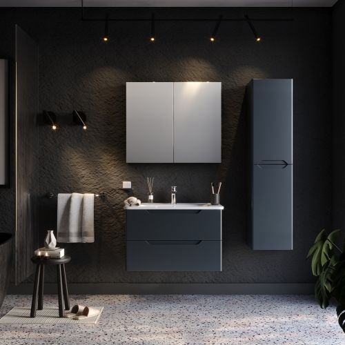 ΕΠΙΠΛΟ ΜΠΑΝΙΟ ΣΕΤ MARTIN PERLA Ανθρακί 80cm Λάκα MDF 18mm