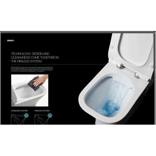 ΛΕΚΑΝΗ WC ΚΡΕΜΑΣΤΗ ΜΕ Soft Close ΚΑΛΥΜΜΑ UF GLORIA ANITA RIMLESS 48x36,5x37 cm