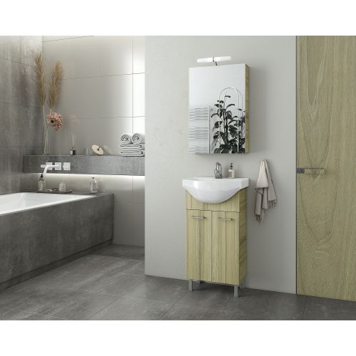 ΕΠΙΠΛΟ ΜΠΑΝΙΟΥ Drop RITMO 45 Natural OAK ΜΕ ΚΑΘΡΕΠΤΗ ΚΑΙ ΦΩΤΙΣΤΙΚΟ