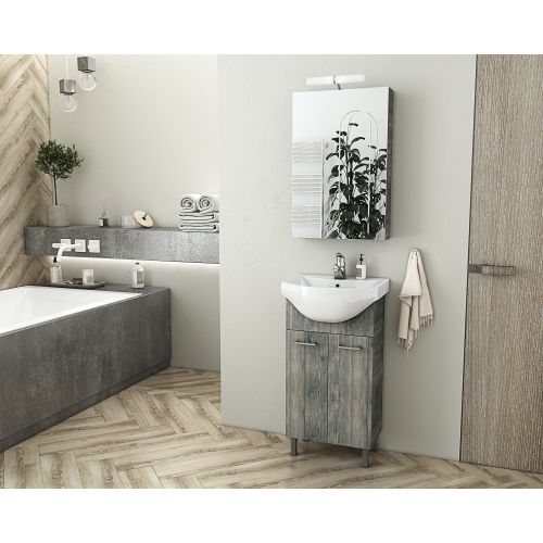 ΕΠΙΠΛΟ ΜΠΑΝΙΟΥ Drop RITMO 45 Smoked OAK ΜΕ ΚΑΘΡΕΠΤΗ ΚΑΙ ΦΩΤΙΣΤΙΚΟ