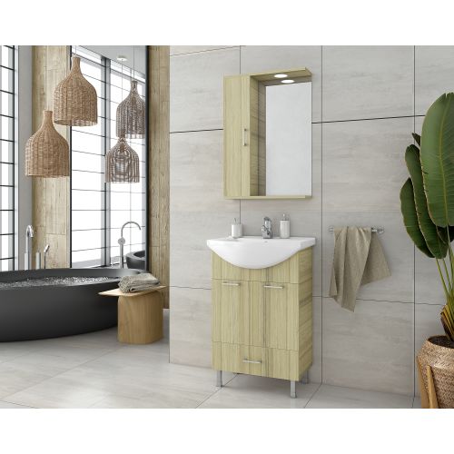 ΕΠΙΠΛΟ ΜΠΑΝΙΟΥ Drop RITMO 55 Natural OAK ΜΕ ΚΑΘΡΕΠΤΗ 55cm