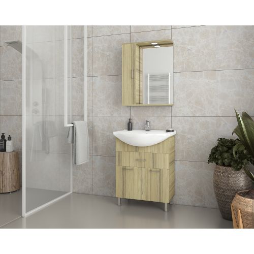 ΕΠΙΠΛΟ ΜΠΑΝΙΟΥ Drop RITMO 65 Natural OAK ΜΕ ΚΑΘΡΕΠΤΗ 65cm