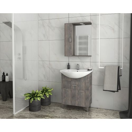 ΕΠΙΠΛΟ ΜΠΑΝΙΟΥ Drop RITMO 65 Smoked OAK ΜΕ ΚΑΘΡΕΠΤΗ 65cm