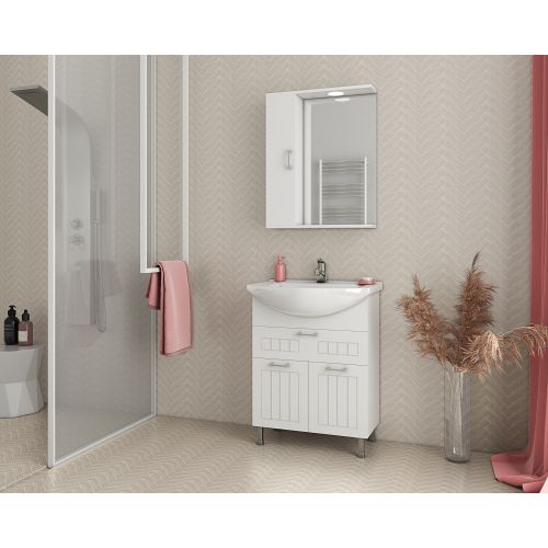 ΕΠΙΠΛΟ ΜΠΑΝΙΟΥ Drop RITMO 65 White ΜΕ ΚΑΘΡΕΠΤΗ 65cm
