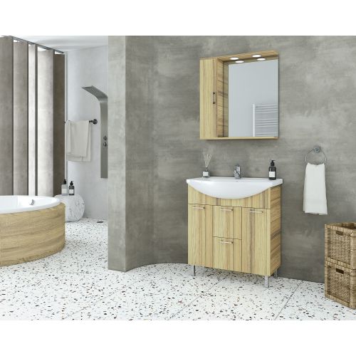 ΕΠΙΠΛΟ ΜΠΑΝΙΟΥ Drop RITMO 75 Natural OAK ΜΕ ΚΑΘΡΕΠΤΗ 75cm