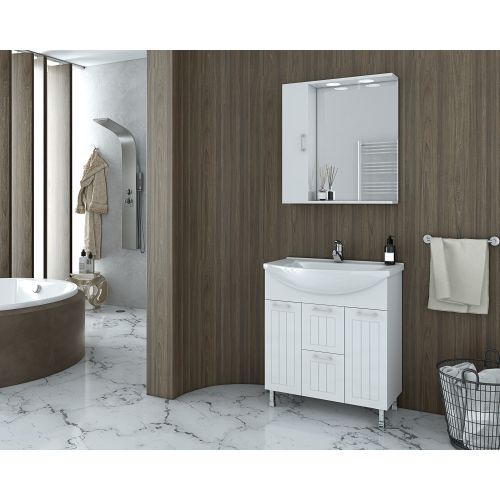ΕΠΙΠΛΟ ΜΠΑΝΙΟΥ Drop RITMO 75 White ΜΕ ΚΑΘΡΕΠΤΗ 75cm