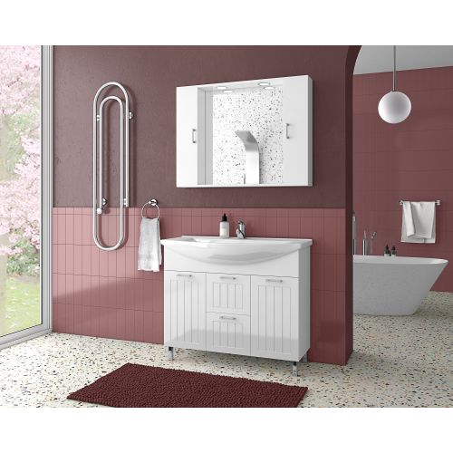 ΕΠΙΠΛΟ ΜΠΑΝΙΟΥ Drop RITMO 95 White ΜΕ ΚΑΘΡΕΠΤΗ 95cm