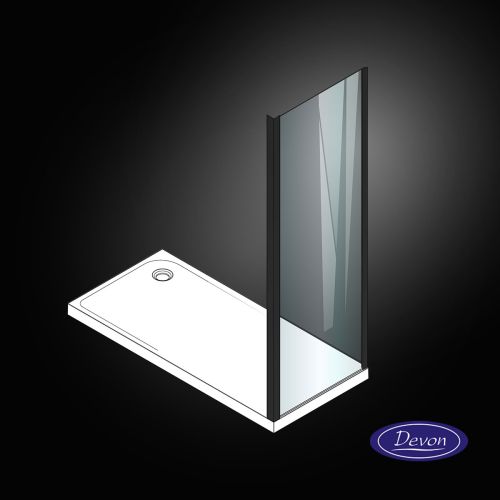 ΣΤΑΘΕΡΟ ΠΑΝΕΛ ΚΑΜΠΙΝΑΣ ΝΤΟΥΖΙΕΡΑΣ Devon Flow Side Panel SPF 90 C Black matt & 1 x F3/195-400 ΠΡΟΦΙΛ ΠΡΟΕΚΤΑΣΗΣ 89-92 x h 195 cm