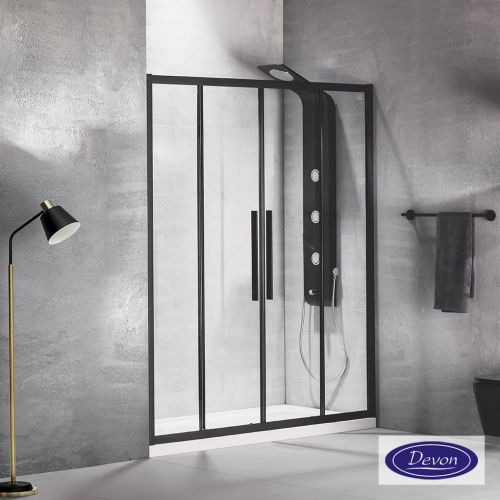 ΚΑΜΠΙΝΑ ΠΟΡΤΑ ΝΤΟΥΖΙΕΡΑΣ Devon Flow Slider 2+2 SL2F 180 C Black matt 177-181 x h 195 cm