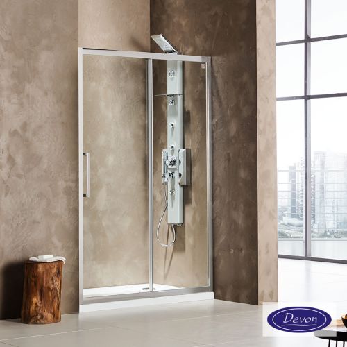 ΚΑΜΠΙΝΑ ΠΟΡΤΑ ΝΤΟΥΖΙΕΡΑΣ Devon Primus Plus Slider SLT 110 C Χρώμιο & 2 x D3/195-100 ΠΡΟΦΙΛ ΠΡΟΕΚΤΑΣΗΣ 114-117 x h 195 cm