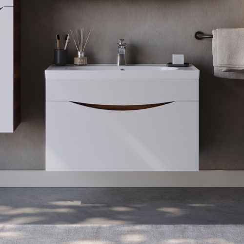 ΠΑΓΚΟΣ ΜΕ ΝΙΠΤΗΡΑ ΕΠΙΠΛΟ ΜΠΑΝΙΟ MARTIN SMILE ΛΕΥΚΟ / BAROK 85cm Mat Λάκα  MDF 18mm