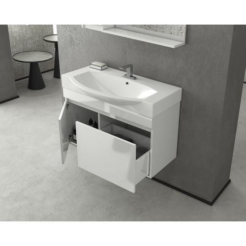 ΕΠΙΠΛΟ ΜΠΑΝΙΟΥ ΜΕ ΝΙΠΤΗΡΑ ΚΑΙ ΚΑΘΡΕΠΤΗ Drop SENSO 85 White 85 cm