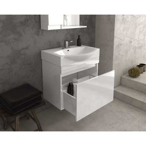 ΕΠΙΠΛΟ ΜΠΑΝΙΟΥ ΜΕ ΝΙΠΤΗΡΑ ΚΑΙ ΚΑΘΡΕΠΤΗ Drop SENSO 65 White 65 cm