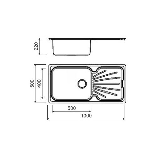 ΝΕΡΟΧΥΤΗΣ ΕΝΘΕΤΟΣ MACART Silk D-100 L Inox Λείος 100x50 cm
