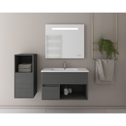 ΕΠΙΠΛΟ ΜΠΑΝΙΟΥ Set Drop SORRENTO 85-2 Graphite Wood Finish 85cm