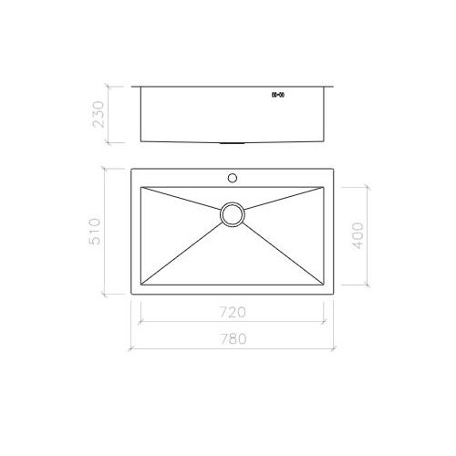 ΝΕΡΟΧΥΤΗΣ ΕΝΘΕΤΟΣ MACART Square N-100 Inox Λείος 78x51 cm