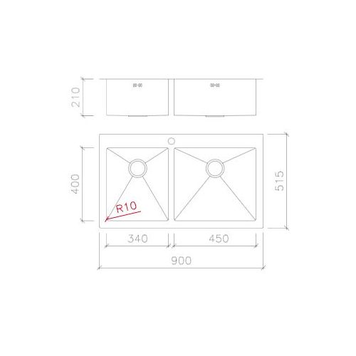 ΝΕΡΟΧΥΤΗΣ ΕΝΘΕΤΟΣ MACART Star/10 N-200 Inox Λείος 90x51,5 cm