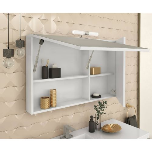 ΕΠΙΠΛΟ ΜΠΑΝΙΟΥ SET ΜΕ ΝΙΠΤΗΡΑ ΚΑΙ ΚΑΘΡΕΠΤΗ Drop Luxus 100 White Λάκα Γυαλιστερή 100 cm