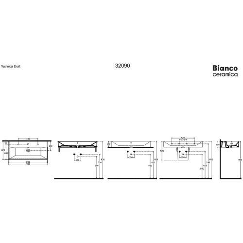 ΝΙΠΤΗΡΑΣ BIANCO Ceramica TETRA N 32090 White 90 x 42 cm