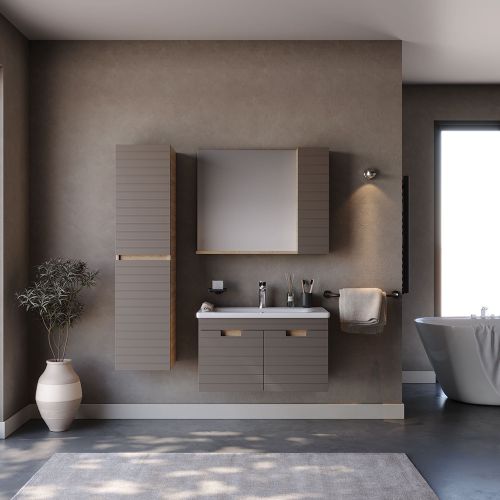 ΕΠΙΠΛΟ ΜΠΑΝΙΟ ΣΕΤ MARTIN VEGA Cappuccino 80cm Λάκα MDF 18mm