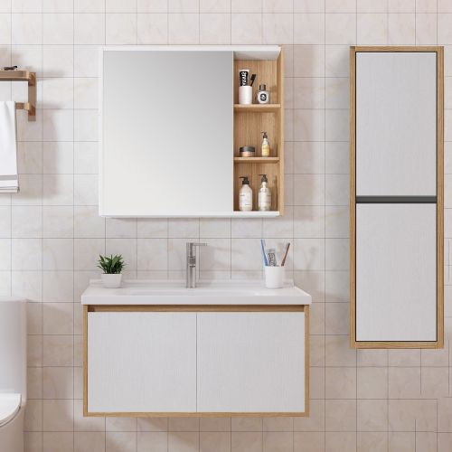 ΜΟΝΤΕΡΝΟ ΚΡΕΜΑΣΤΟ ΕΠΙΠΛΟΥ ΜΠΑΝΙΟΥ MARTIN VERA ΛΕΥΚΟ / ΔΡΥΣ 80cm ΚΟΝΤΡΑΠΛΑΚΕ ΘΑΛΑΣΣΗΣ