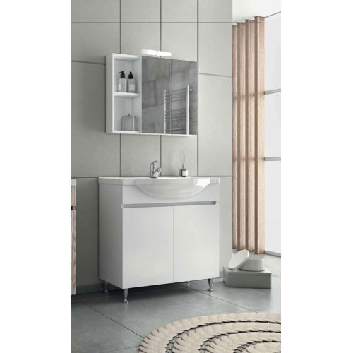 ΕΠΙΠΛΟ ΜΠΑΝΙΟΥ ΣΕΤ ΜΕ ΚΑΘΡΕΠΤΗ Drop ALFA 85 White 85 cm