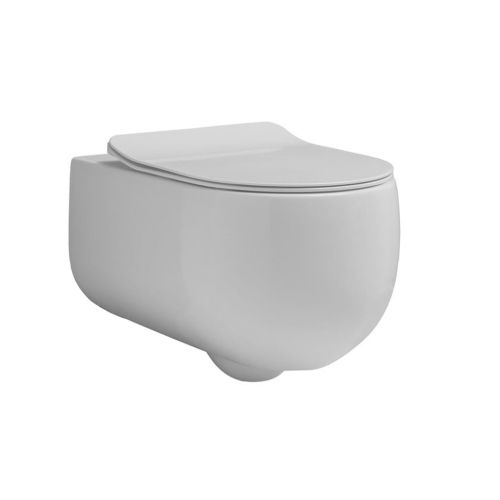 ΛΕΚΑΝΗ WC ΚΡΕΜΑΣΤΗ ΜΕ Soft Close ΚΑΛΥΜΜΑ KERASAN FLO NoRim 54x37 cm RIMLESS