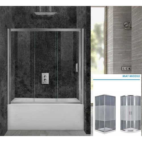 ΚΑΜΠΙΝΑ ΜΠΑΝΙΕΡΑΣ ΕΘΥΓΡΑΜΜΗ Aquarelle Bathtub 90 MAT MIDLE 150-160 cm