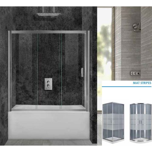 ΚΑΜΠΙΝΑ ΜΠΑΝΙΕΡΑΣ ΕΘΥΓΡΑΜΜΗ Aquarelle Bathtub 90 MAT STRIPES 170 - 180 cm