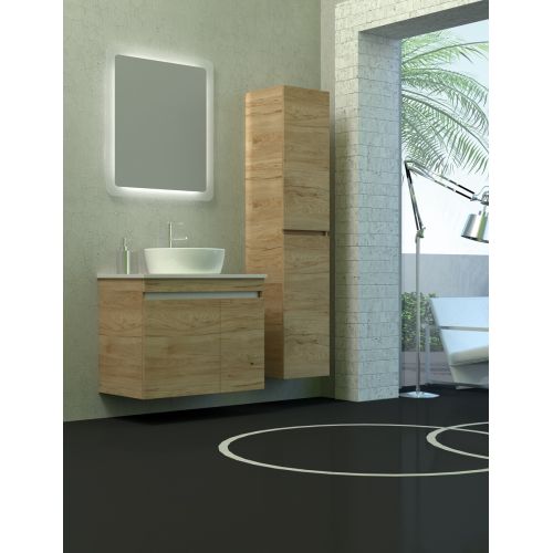 ΕΠΙΠΛΟ ΜΠΑΝΙΟΥ ΜΕ ΚΑΘΡΕΠΤΗ ΝΤΟΥΛΑΠΙ SAVVOPOULOS CITY II XL MDF Μελαμίνη 8086 Light Hickory 70 cm