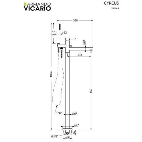 ΜΠΑΤΑΡΙΑ ΛΟΥΤΡΟΥ ΕΠΙΔΑΠΕΔΙΑ ΠΛΗΡΕΣ Armando Vicario CYRCUS 700065-110 Inox
