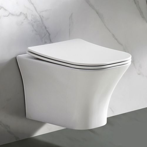 ΛΕΚΑΝΗ WC ΚΡΕΜΑΣΤΗ ΜΕ ΚΑΛΥΜΜΑ ΒΑΚΕΛΙΤΗ BIANCO Ceramica DELIA Rimless®  DL11000 SC White 49x36 cm