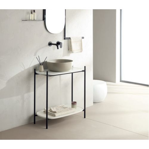 ΕΠΙΠΛΟ ΜΠΑΝΙΟΥ ΠΑΓΚΟΣ ΜΕ ΡΑΦΙ DIVA 75 27031510-NROP4141 PEARL (WHITE MATT) ΧΩΡΙΣ ΟΠΗ & ΝΙΠΤΗΡΑΣ ΕΠΙΤΡΑΠΕΖΙΟΣ SCARABEO GLAM 1808-510 Sand 74x43xh77,5cm