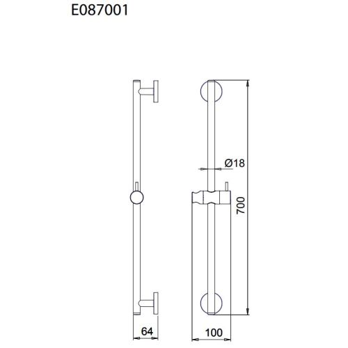 ΒΕΡΓΑ ΝΤΟΥΖ ΜΕ ΒΑΣΗ ΤΗΛΕΦΩΝΟΥ ALMAR Sintesi E087001 Chrome 70 cm