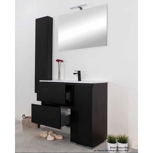 ΕΠΙΠΛΟ ΜΠΑΝΙΟΥ ΜΕ ΚΑΘΡΕΠΤΗ COLOSSEUM bath ELEGANCE 8460 Μαύρο Ματ  80 cm