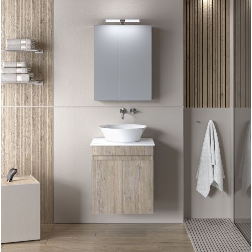 ΕΠΙΠΛΟΥ ΜΠΑΝΙΟΥ ΚΡΕΜΑΣΤΟ  ΣΕΤ MARTIN OMEGA  TOP Beige OAK 50cm